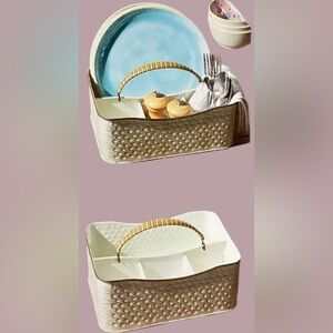 Better Homes And Gardens White Organizer with Brown Woven Handle